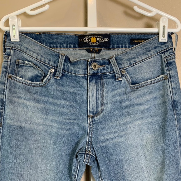 Lucky Brand Charlie Skinny Distressed Embroidered Jeans - Picture 3 of 13